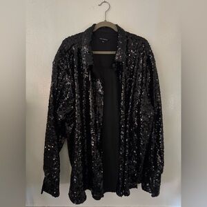 Good American Black Sequin Top